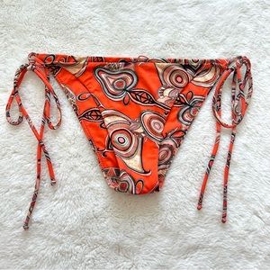 A.L.C. Orange Paisley Tie-Side Bikini Bottoms